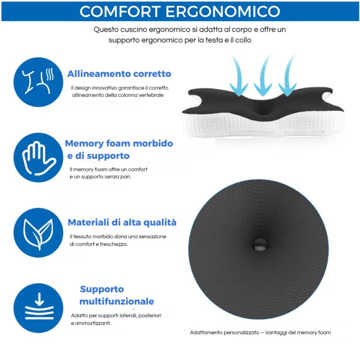 Cuscino Cervicale Ortopedico in Memory Foam